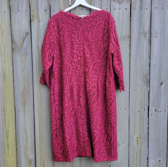 Talbots Paisley Lace Sheath Dress Cocktail Wine Red Burgundy 18W - Picture 4 of 7
